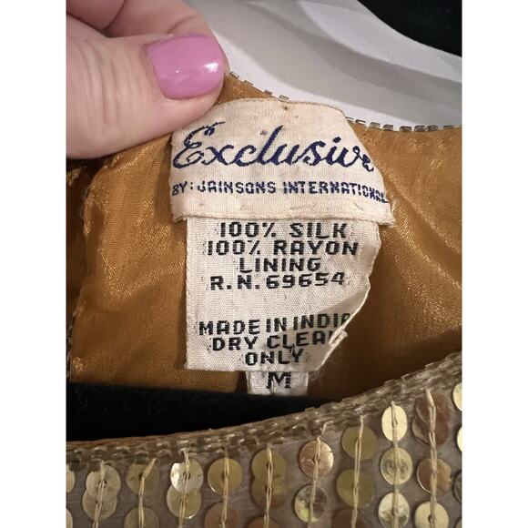 Vintage Exclusive Jainsons International Med gold Sequin 80s/90s shoulder pads - Picture 2 of 5